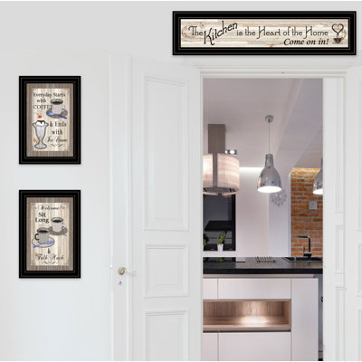 Kitchen-Come In 3-Piece Vignette Framed Wall Art for Living Room, Home Wall Decor