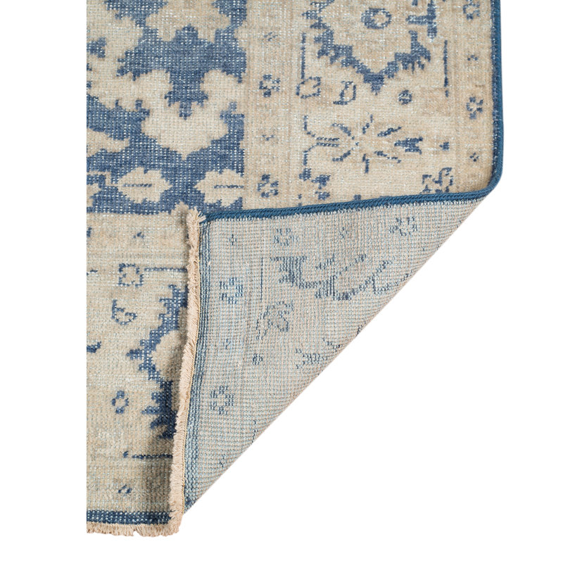 Ainsley Lake Blue Hand-Knotted Wool Blend Area Rug 2'x3'