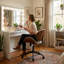 Chaise de bureau rembourrée à hauteur réglable-447121391