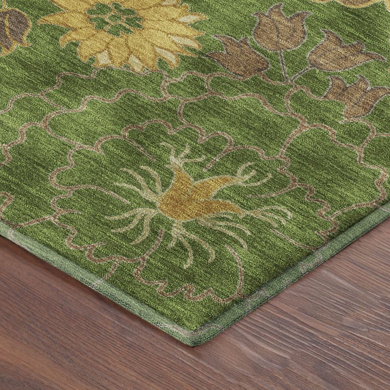 Tapis floral lavable à la machine de qualité supérieure Mayfield AMF2294, Fougère, 8 pi x 10 pi