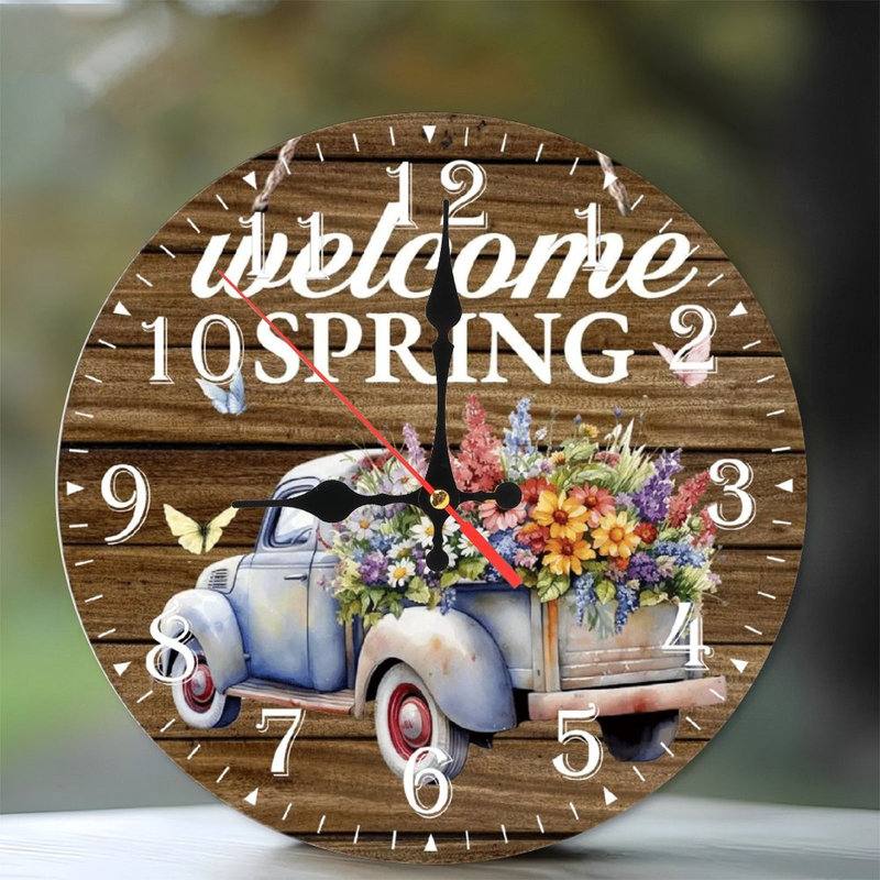 Horloge murale en bois 10 po, mouvement silencieux, à piles (piles AA non incluses), décor artistique, parfait pour les décorations