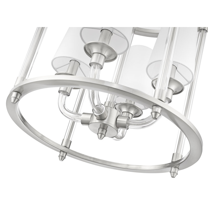Lustre 4 lumières en laiton frotté Ain, Nickel brossé