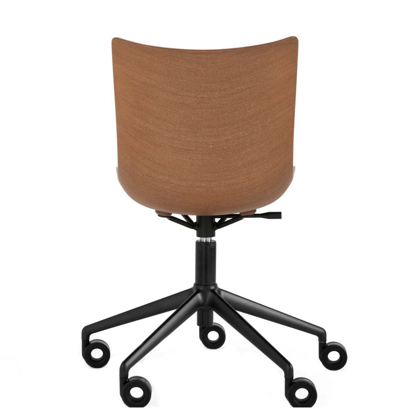 P/Wood Swivel Task Chair, Dark Wood/Black
