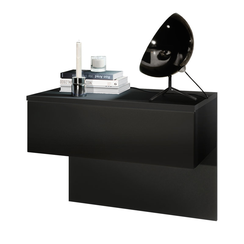 Nightstand Wasilewski, Matte Black, Black