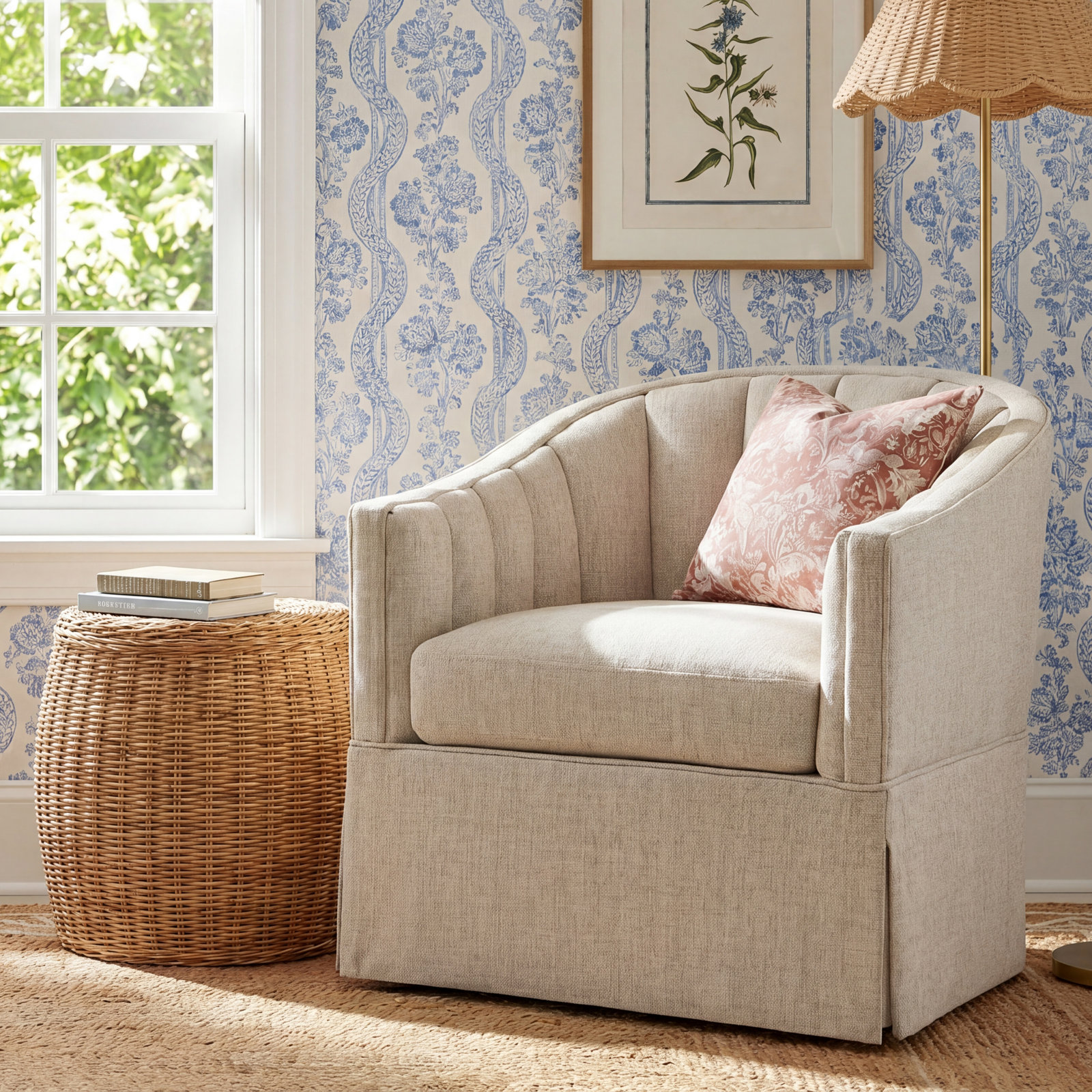 Milnor Swivel Accent Chair, Blue
