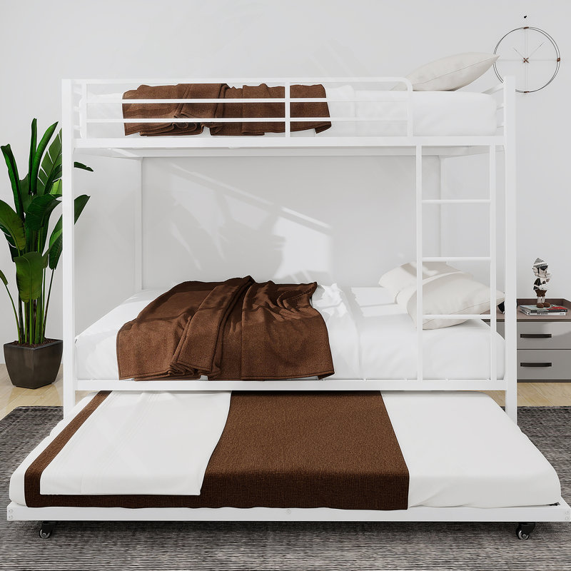 Lit superposé en fer avec rails pour chambre à coucher, chambre d'amis, Blanc