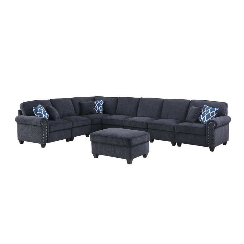 Broghan Piece Upholstered Sectional, Gray Chenille