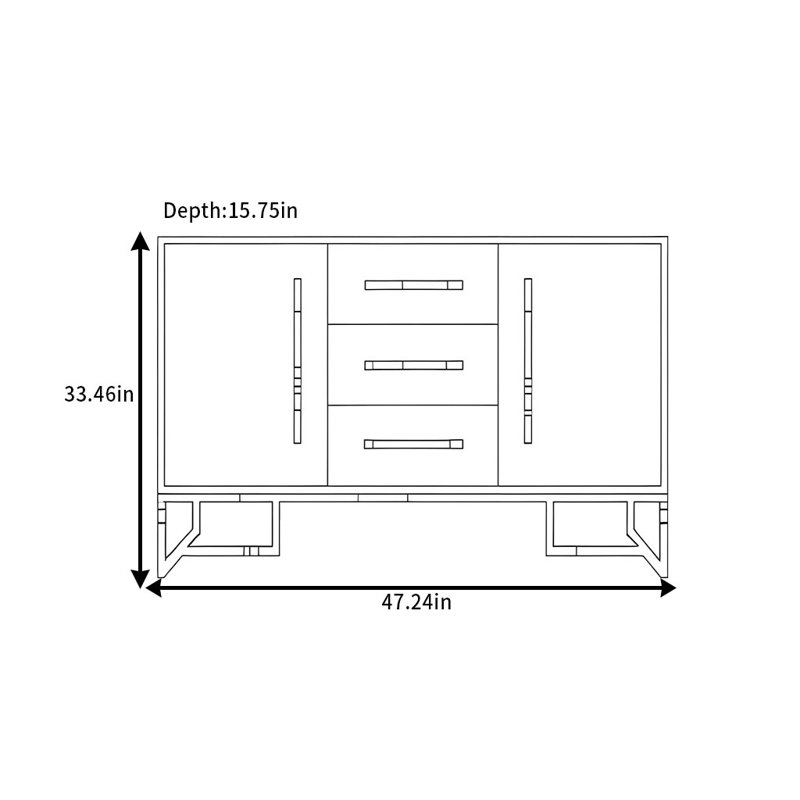 Buffet simple mais luxueux, H 33,46 po x l 47,24 po x P 15,75 po