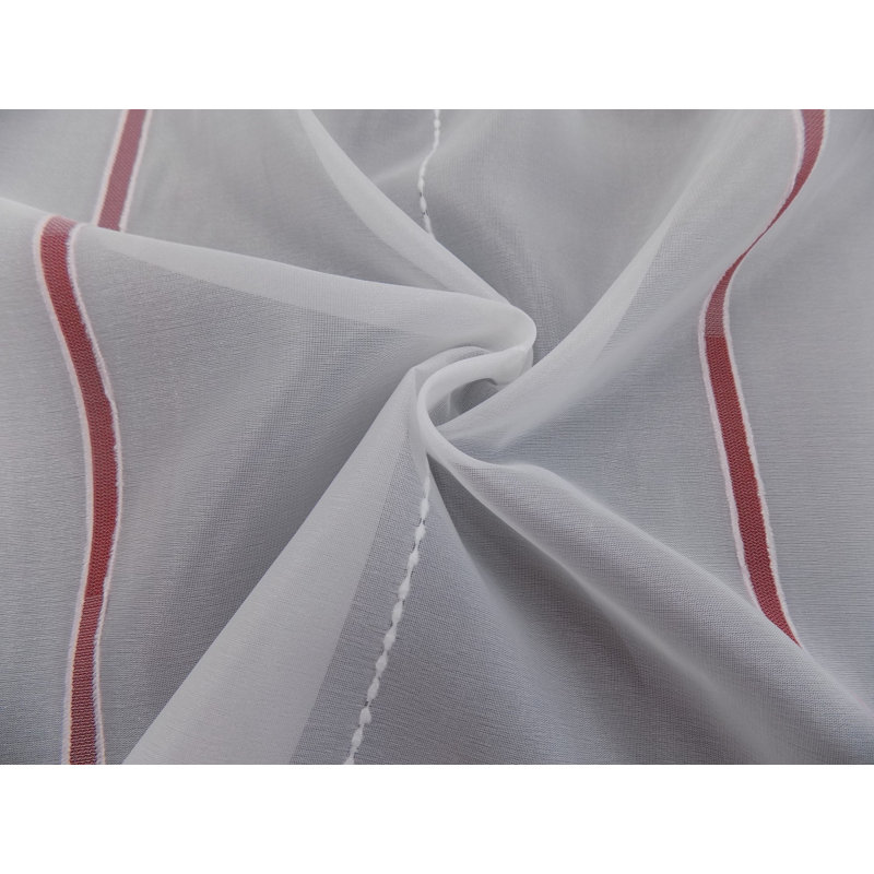 Canadice Semi Sheer Curtain Single Panel, 300 W x 145 D cm, Red/White