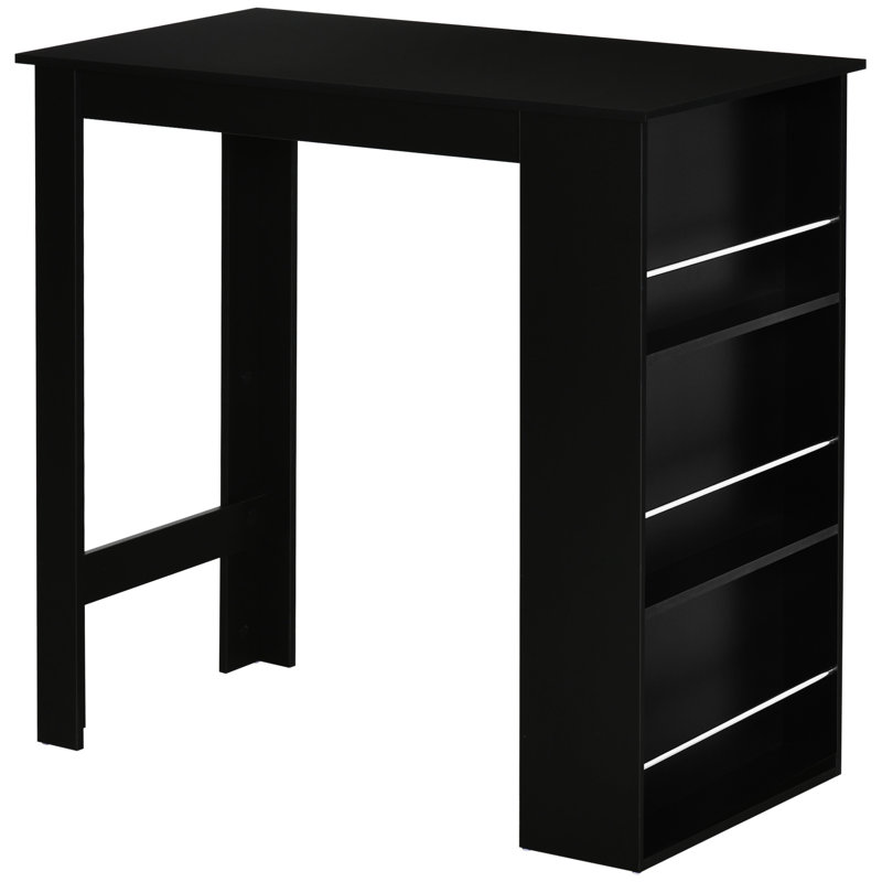 Table de salle à manger à hauteur de comptoir moderne avec rangement, noir pour plusieurs pièces