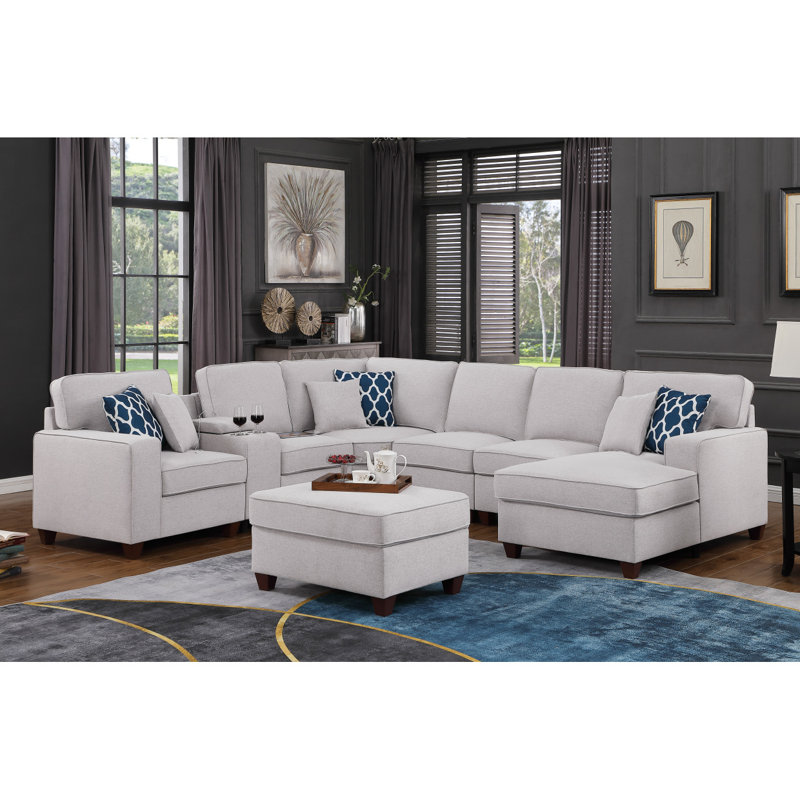 Canapé modulaire rembourré avec repose-pieds 8 pièces Modern Canapé Tina