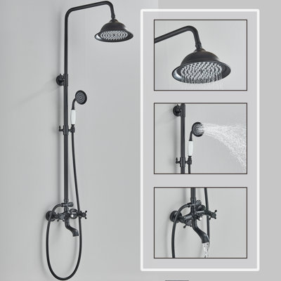 Wall Mounted Shower Faucet System Rainfall Shower Head With Tub Spout