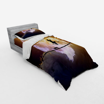 Ensemble de housse de couette en microfibre noir / brun / argent Adventure
