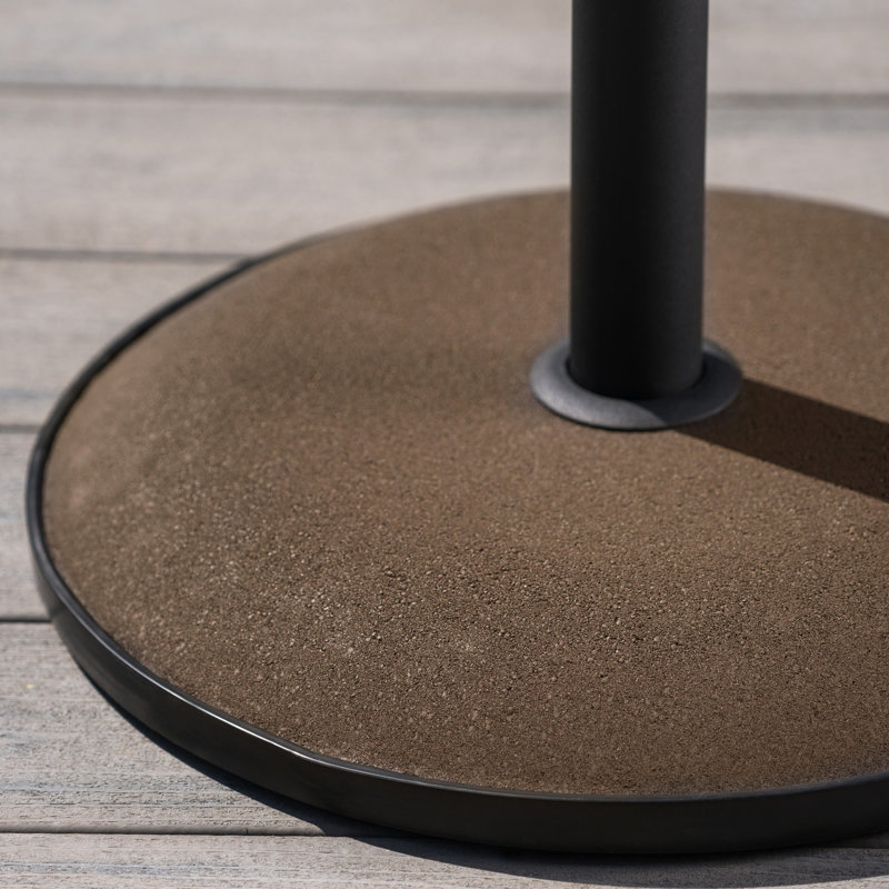 Pied de parasol en béton, 15 kg, fini brun, supporte jusqu'à 1,5 m, 46 cm x 34,5 cm, support de mât en fer, compatible avec les parasols, profondeur 46 cm, largeur 34,5 cm, hauteur