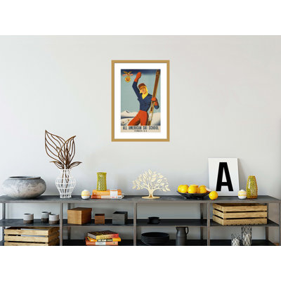 Affiche de voyage «All American Ski School» par Sascha Maurer, impression giclée encadrée