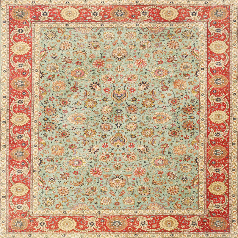 Tapis traditionnel orange / beige, Carré 4 pi