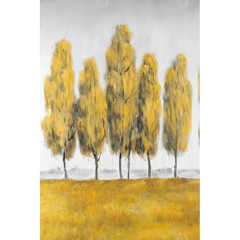 Abstract Yellow Trees - Framed Canvas Bedroom Decor