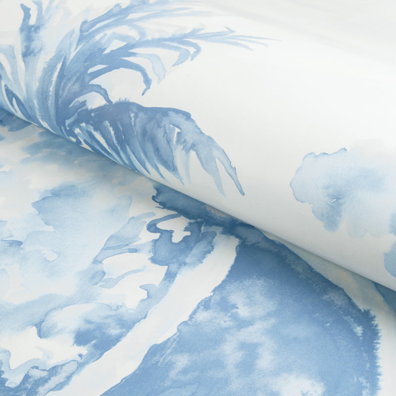 Majorelle Nouvelle 31.2' L x 54" W Wallpaper Roll, Blue
