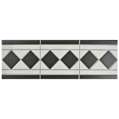 Vanity 13" x 4.25" Porcelain Listello Tile Trim in Black/White