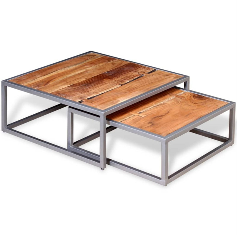 Table basse avec rangement Arla, H 10,2 po x l 25,6 po x P 25,6 po, Brun