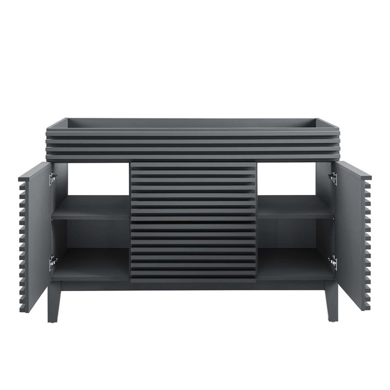 Gray 48" Mid-Century Modern Single Bathroom Vanity Cabinet