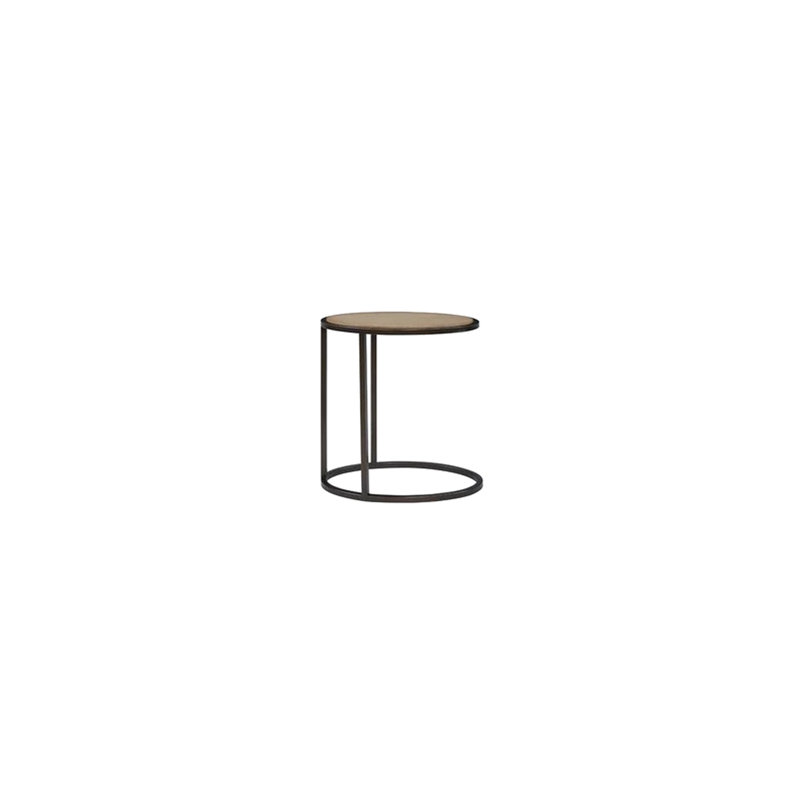 Compact Toffee Chairside Table With Metal Base And Wooden Top, Versatile Serviceability, 13.63 In Depth, 22.54 Width, 23.45 Height, 10.72 Lb Metal/Wood Top Table, Base, Adaptation, Height