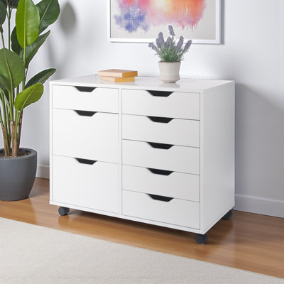 Halifax 6-Drawer Multi-Storage Mobile Cabinet in White, 26.09" H X 32.12" W X 15.83" D