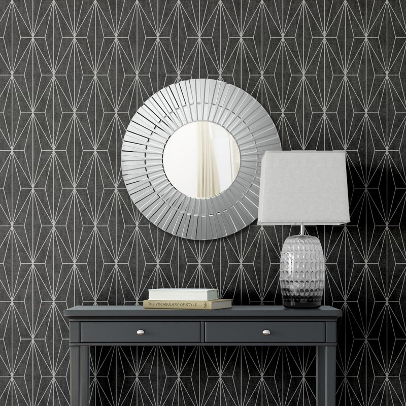 Modbury 10.05m x 53cm Wallpaper Roll, Black/White