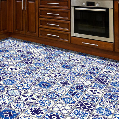 Décalcomanie murale carreaux espagnols et marocain bleus