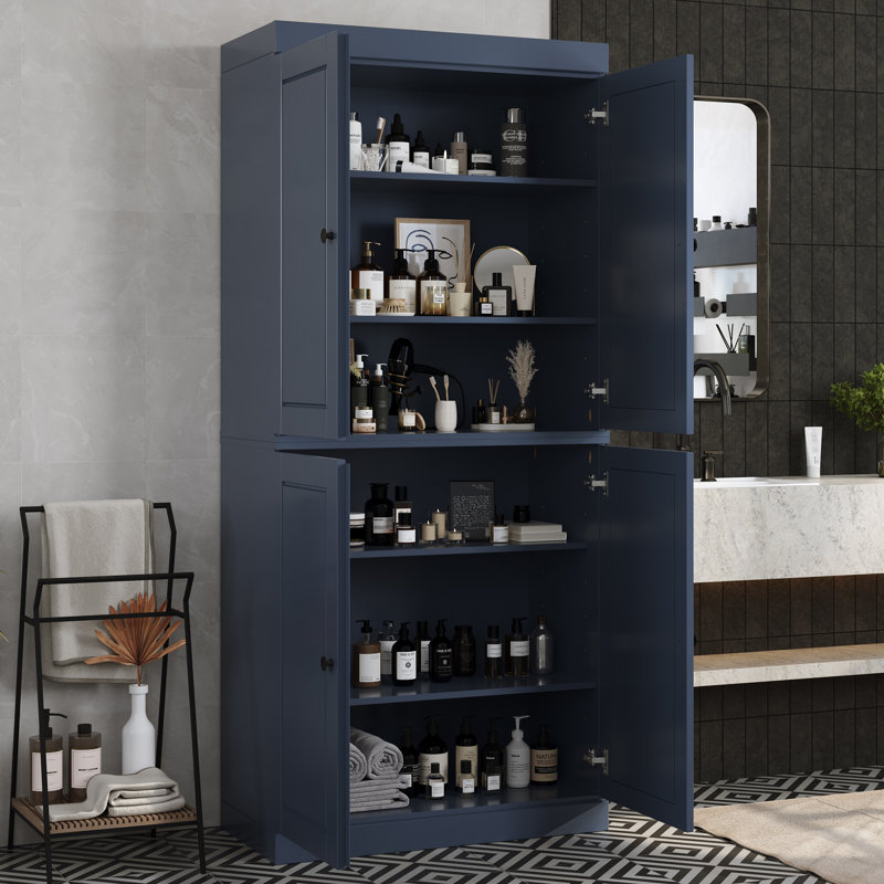 100% Solid Wood Tall Bathroom Linen Cabinet with Doors, Adjustable Shelves, Modular Bathroom & Laundry Storage Cabinet, 32" W x 71.5" H