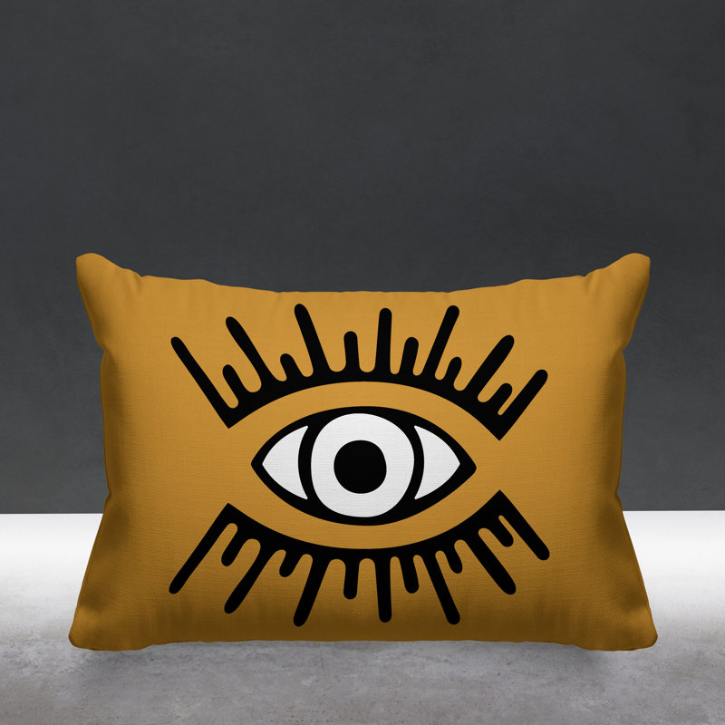 Coussin intérieur / extérieur Miranda Evil Eye, Jaune