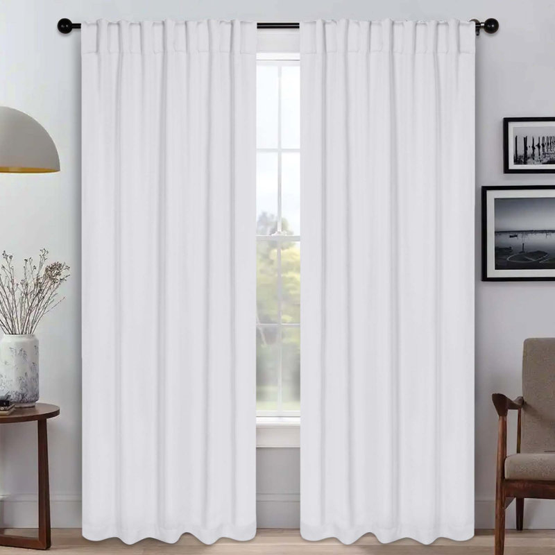 Rideaux obscurcissant et passe-tringle Levatt Classic, Blanc neige, 52" W x 96" L