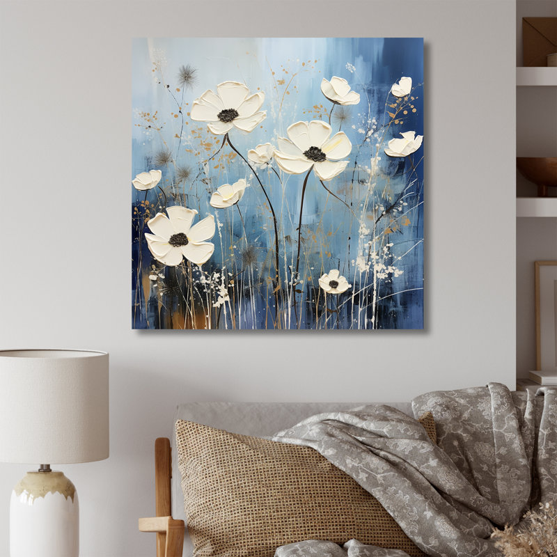 «White and Blue Fields of Wildflower Beauty II», reproduction sur toile, Toile tendue, H 36 po x l 36 po x P 1,5 po