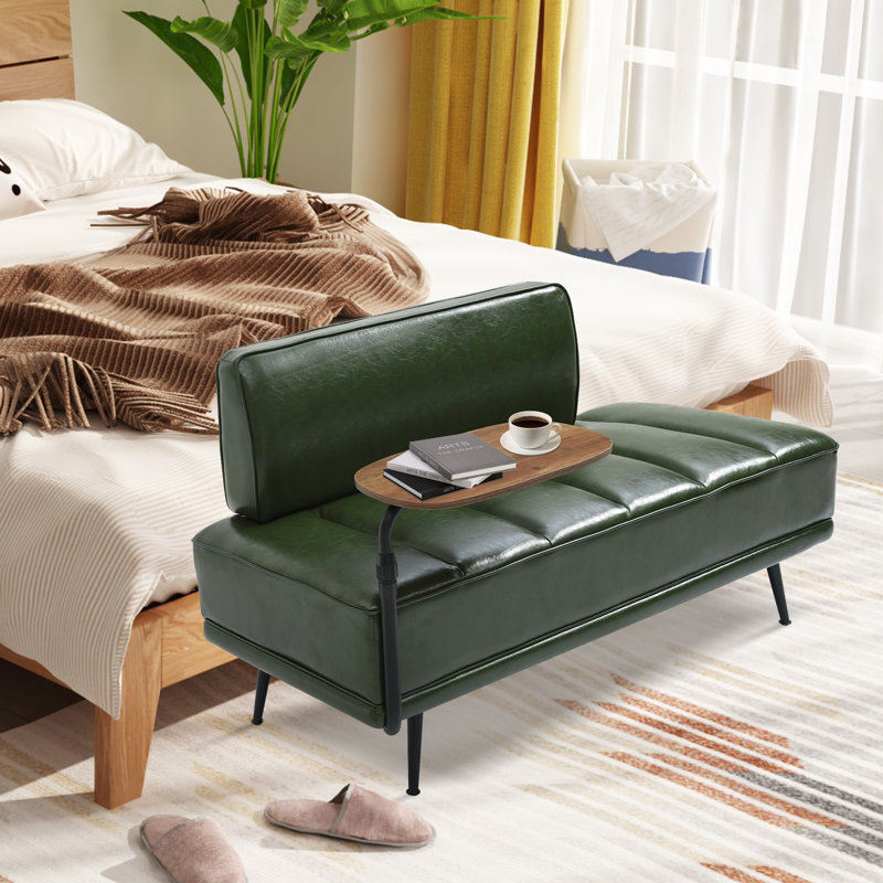 Banc de bout moderne avec pieds en bois pour le salon, Vert
