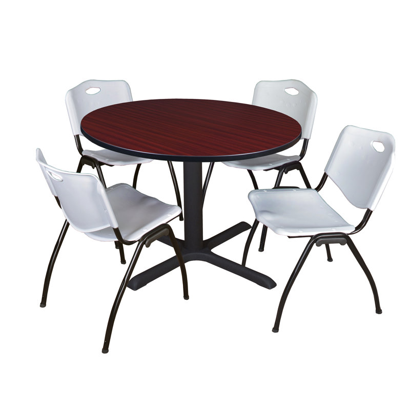 Table de salle à manger Neyland Cain, Gris, H 29 po x l 48 po x P 48 po, Acajou