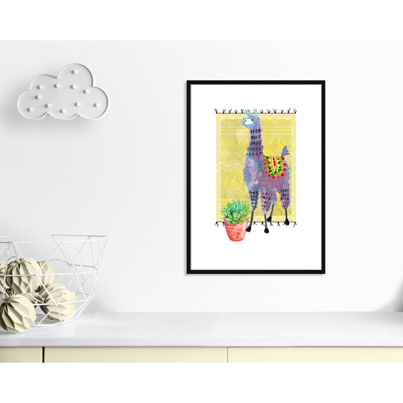 « jolie llama ii », art sur toile, H 35,5 po x l 25,5 po x P 1,18 po, Cadre noir