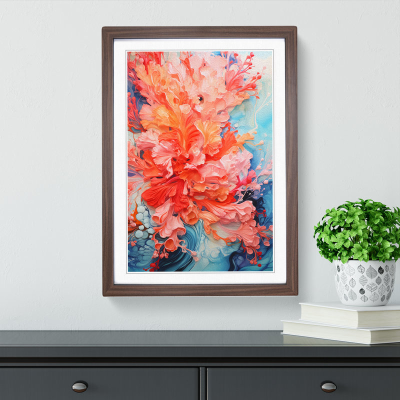 Single Picture Frame Print on Wood, Walnut Framed, 34cm H x 25cm W