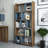 Modern Bookshelf with Numerous Shelves, Walnut & Chalcedony Color, 31.5 x 66.9 x 8.7 inches | 100% Melamine Coated Particle Board, Thickness: 0.7 inches | Wall-Mountable Design for Stylish Home Decor & Organization-794116150