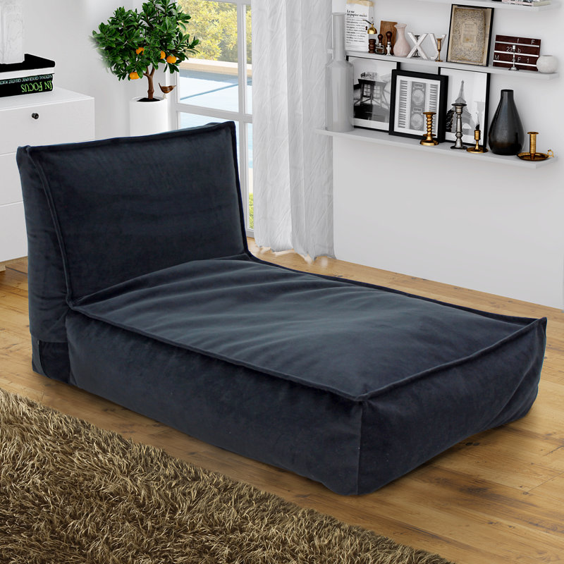 Bean Bag Lounger, Black Polyester Blend