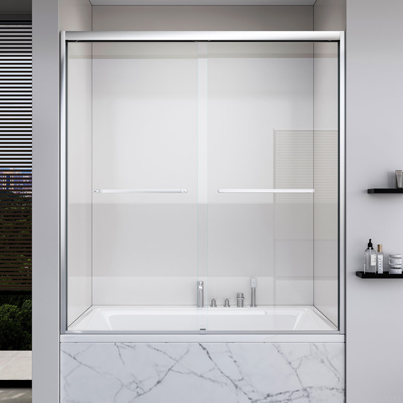 56-60*60 INCH Frame Double Sliding Soft-Close Shower Doors, Bathroom Sliding Shower Door,  (6Mm) Thick SGCC Tempered Glass Door For Bathroom Door
