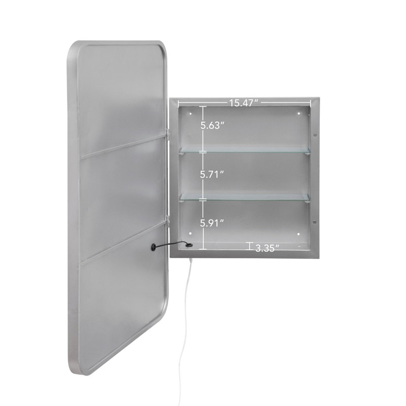Miroir rectangulaire pour armoire à pharmacie avec éclairage DEL et rangement