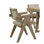 Ensemble de 2 fauteuils modernes avec revêtement en polyester et structure en bois de chêne massif, idéal pour les sièges de salle à manger