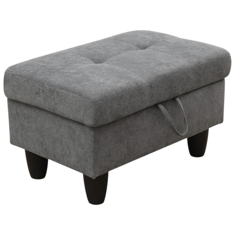 Repose-pieds capitonné rectangulaire avec rangement de 28,5 po Orella Marlinda, Flanelle gris foncé