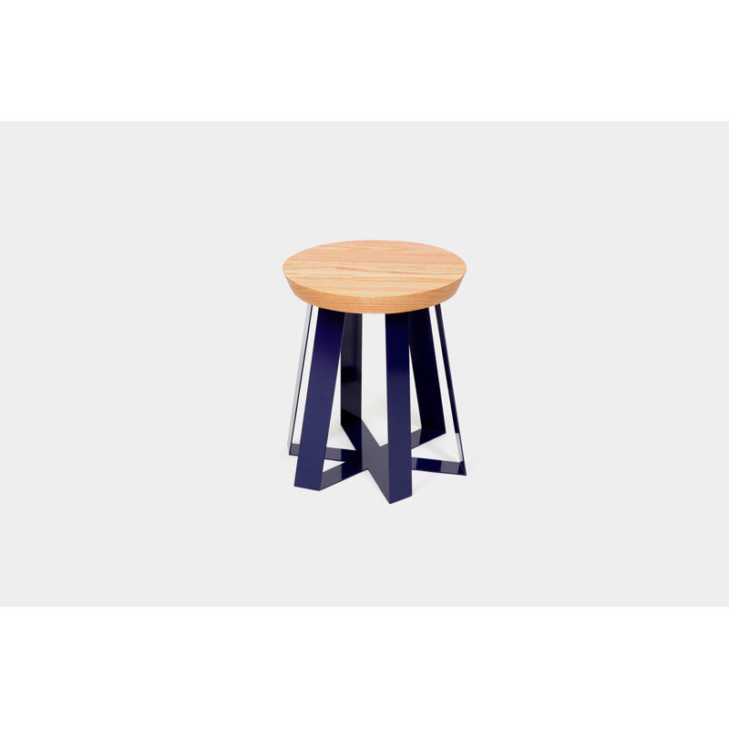 ARS Solid Wood Accent Stool, Purple, Oak
