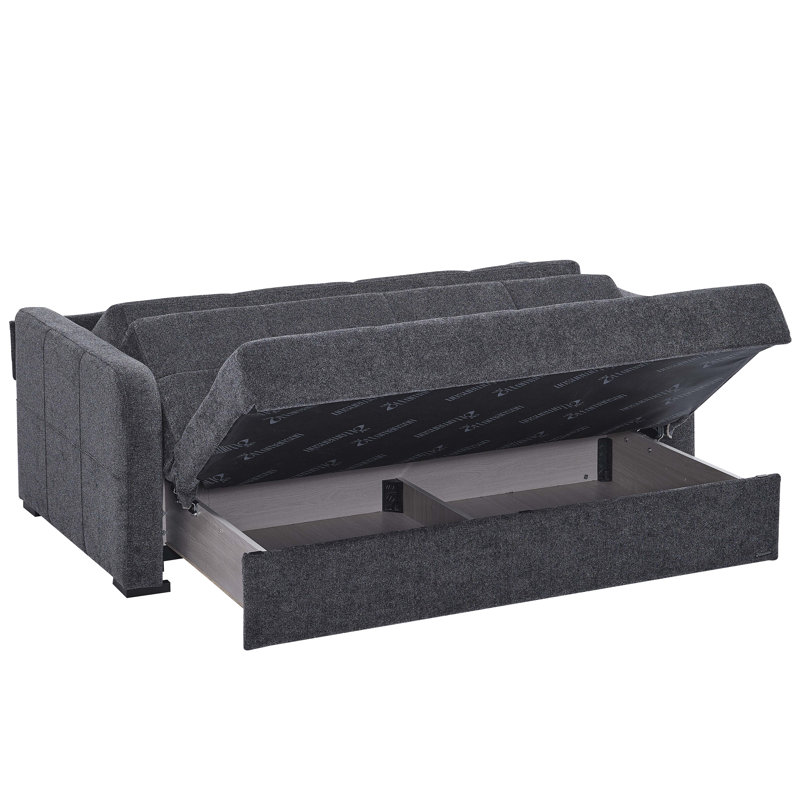 Twin 73'' Upholstered Convertible Sofa, Gray Chenille