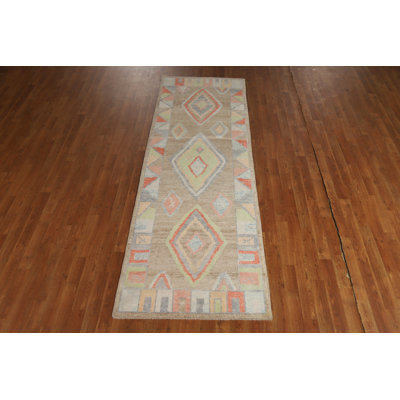 Vegetable Dye Oushak Turkish Runner Rug 3x9