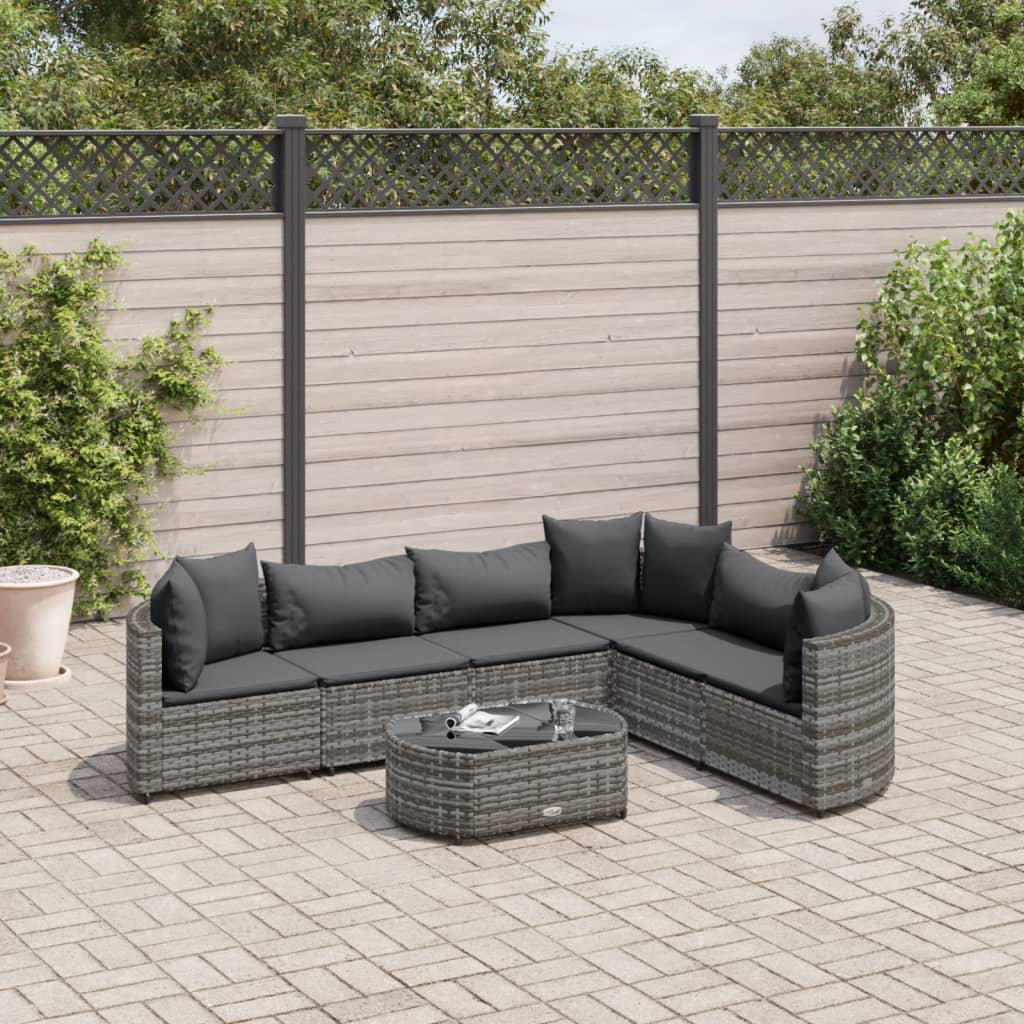 Vidaxl 7-Tlg. Garten-Sofagarnitur Mit Kissen Schwarz Poly Rattan