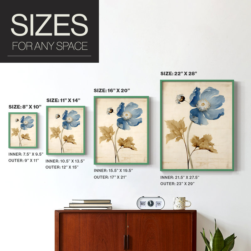 FLORAL Series XXXI - reproduction encadrée de qualité supérieure - prête à être accrochée - aucun clou requis, Vert