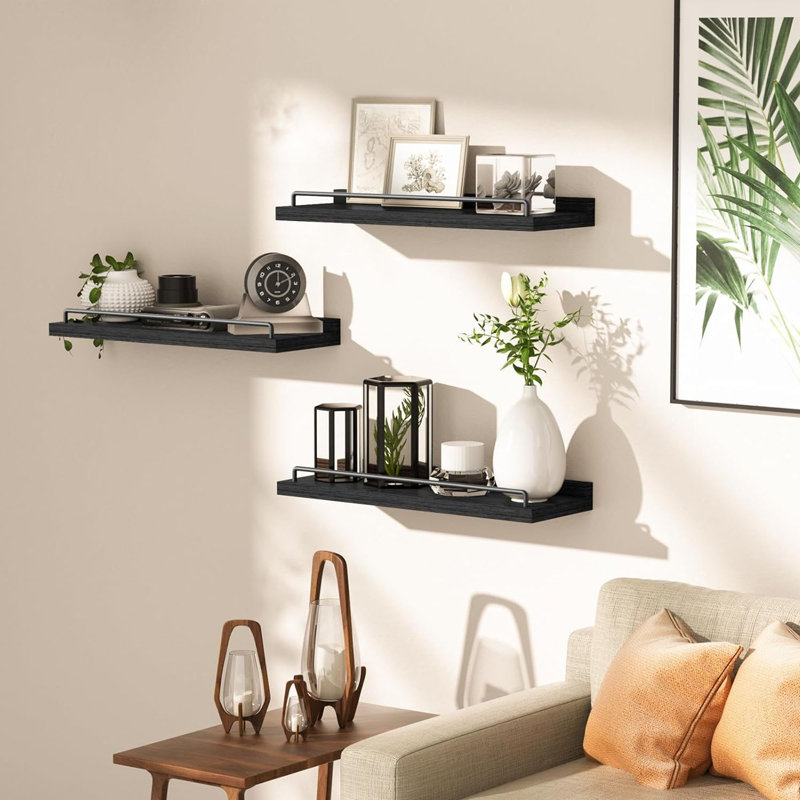 Floating Shelves, 3 Pcs, Black