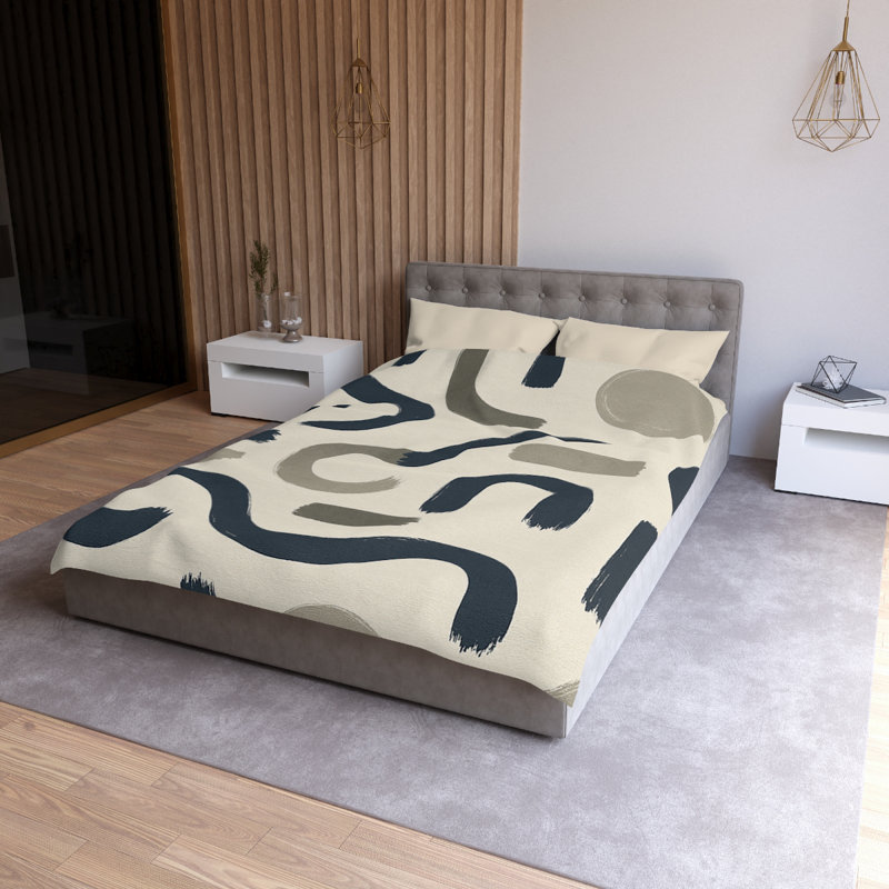 Microfiber Duvet Cover Boho Style, Design 72, Cream, Twin Duvet Cover